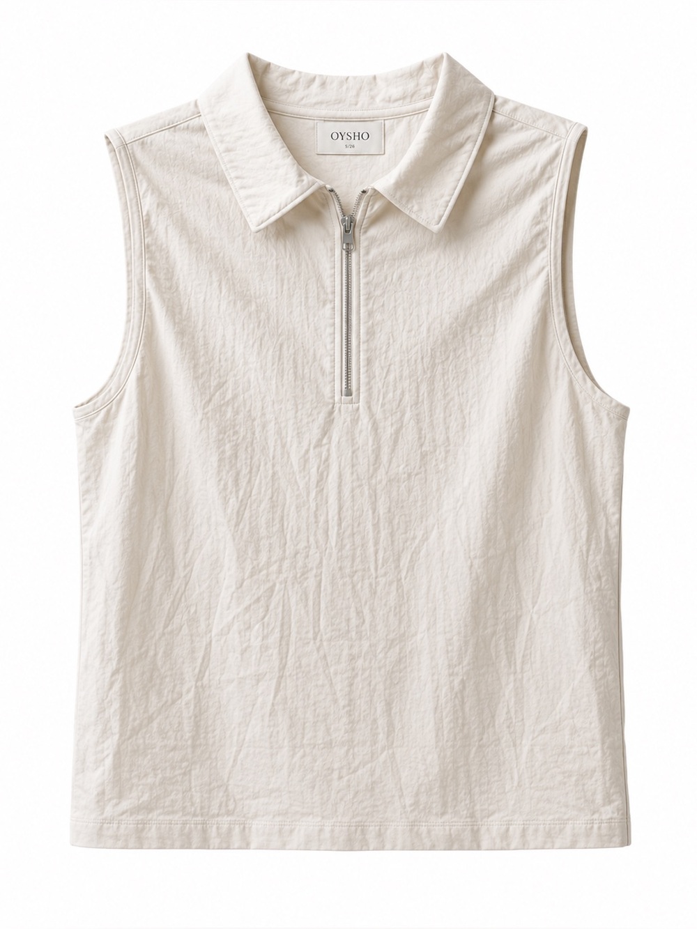OYSHO Cream Sleeveless Zip Sports Polo Top Size S Golf Tennis Athleisure